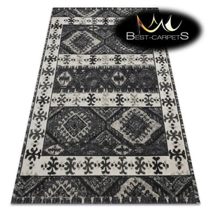 Modern designer outdoor Rug MUNDO ethnic beige black balcony terrace easy clean - Picture 1 of 6