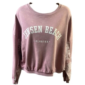 Sea La La Cropped Sweatshirt Jensen Beach Florida Souvenir Seas The Day M Mauve - Picture 1 of 7