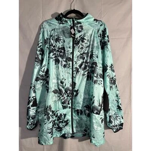 Rise Lularoe Jacket Women 3X Floral Green Zip Lightweight Activewear Windbreaker - Picture 1 of 14