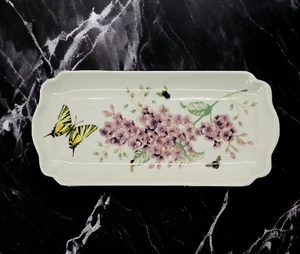 Bandeja de plato rectangular Lenox prado de mariposas 9,5 in flores púrpuras abejas regalo nuevo - Imagen 1 de 17