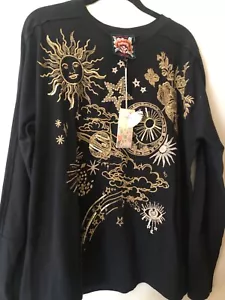 💕Johnny Was Dolman Tee Long Sleeve Embroidered Shirt Top Miaora Blk Sz L -NWT - Picture 1 of 4