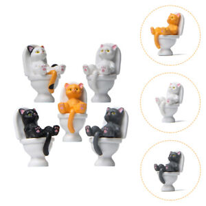  5 Pcs Cartoon Cat Decor Figurines for Kids Glass Child Toy Accessories