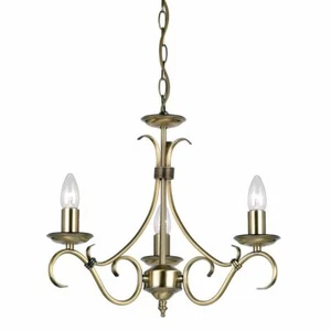 Endon Bernice 60W Dimmable 3LT Ceiling Light Chandelier Antique Brass 2030-3AN - Picture 1 of 7