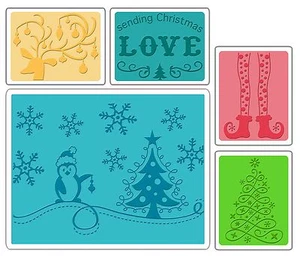 Sizzix Sending Christmas Love Emboss 5pk set #656985 Retail $10.99 BEAUTIFUL FUN - Picture 1 of 2