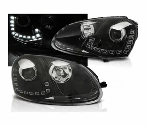 headlights for VW GOLF 5 2003 2004 2005 2006 2007 2008 2009 LED DRL black LHD - Bild 1 von 4