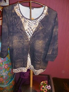 Gerry Weber Edition shirt BLUSE Gr.48 bis 50 optisch 2 in 1 Stretch wienue - Bild 1 von 6