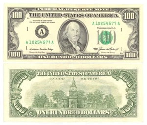 Series 1985 100 Dollar Bill Banknote Old Design US Federal Reserve Note Prefix A - Picture 1 of 1
