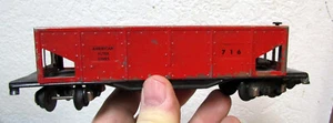 vintage American Flyer Model Railroad Train Red Grain Car, hole in bottom - Picture 1 of 7