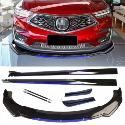 For Acura Integra Front Bumper Lip 86" Side Skirt Rear Bumper Lip Black Blue - Image 1 of 4