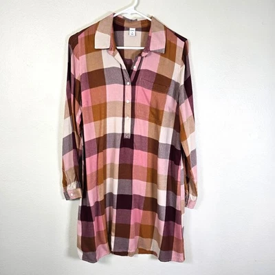 Old Navy Popover Dress Women's M Autumn Colors Check Classic Granola Girl Casual - Image 1 of 4