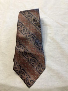 Vintage Don Loper Tie Mens Navy Red Paisley Geometric Silk Necktie Classic 90s - Picture 1 of 7