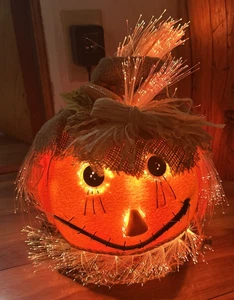 Halloween Glasfaser Leucht Jack O Laterne Kürbis Vogelscheuche - Bild 1 von 10