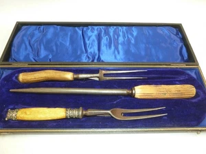 Vintage/antique meat steel and fork (1 added unmatched fork) - boxeddonDont' - Picture 1 of 6