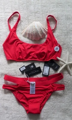NEW Seafolly 12DD Collective Bra U/W & Collective Split Band Hipster Chilli Red - Image 1 of 4