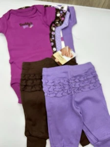 Carter's Baby Girls' 7 Piece Purple Brown Sleep and Play NB NOS Daddy’s Girl New - Picture 1 of 4