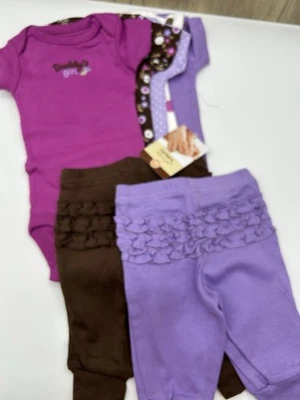 Carter's Bebé Niñas 7 Piezas Púrpura Marrón Dormir y Jugar Nuevo en Caja Nuevo de Lote Antiguo Daddy’s Girl Nuevo de Lote Antiguo Foto 1 de 4