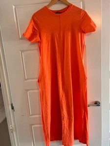 SALE £5 ~ George~ Stunning Bloggers Favourite ~ Orange T-Shirt Midi Dress ~UK12 - Picture 1 of 5