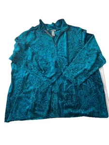 Catherines Velour Jacke mit Reißverschluss Oberteil Größe 3x blau Paisley - Bild 1 von 8