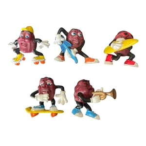 The California Raisins 5pc PVC Figure Lot 1986 Applause Skateboard Music - Picture 1 of 3