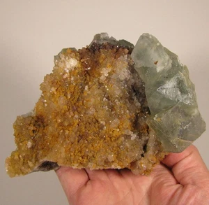 5.4" Green FLUORITE w/ QUARTZ Crystals Cluster - Imilchil, Morocco - 1.8 lbs. - Picture 1 of 11