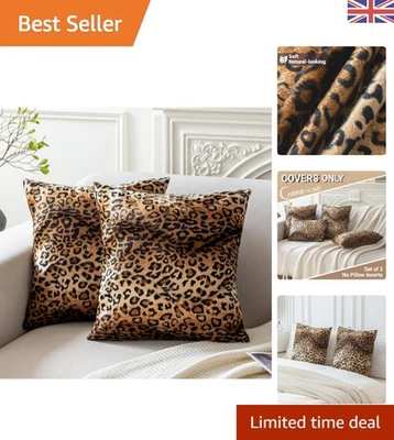 Soft Plush Leopard Print Faux Fur Decorative Throw Pillow Covers for Home Cou... - Image 1 of 4