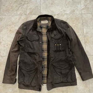 J.Crew British Millerain Army Green Military Waxed Cotton Jacket Men’s Size L - Bild 1 von 16