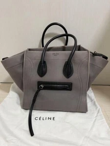 CELINE Luggage Phantom Canvas Tote Bag Gray Black Used w/Dustbag - Picture 1 of 9