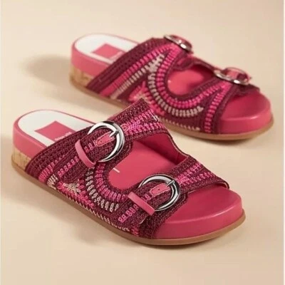 Новый Dolce Vita Ralli на танкетке сандалии сплетенный двойной ремень скольжения розовый размер 8 - Изображение 1 из 4