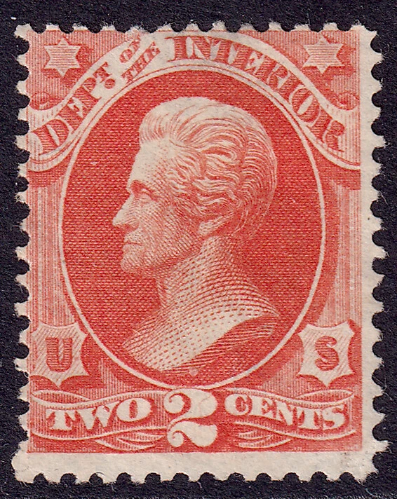US Scott O16, 1873 Jackson 'Interior', 2c vermilion, UNUSED NG - Image 1 of 1