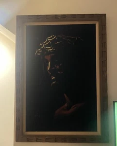 Jesus painting Beautiful Black Velvet Signed - Picture 1 of 3