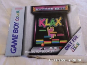 Klax Midway Arcade Hits (Gameboy Color GBC) Instruction Manual Only... NO GAME - Picture 1 of 2