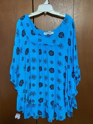Blusa Aloha Royale Hawaii Talla Única Azul/Negro Fluida y Ligera Foto 1 de 4