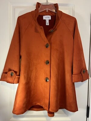 Joseph Ribkoff Mujer Talla 8 Naranja Manga 3/4 Bolsillos con Botones Cuello Alto Foto 1 de 4