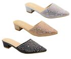 Women's Slide Mules Sandals Shoes Rhinestones Black Gold Silver Sizes 6-10 New