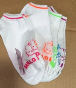 SANRIO Hello Kitty WHITE NEON WOMENS 5 Pack No Show Socks NEW - Picture 1 of 1