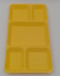 SiLite Divided Tray Set Of 10 Vintage School Lunch Tray  13.5" x 9.75" Yellow - Picture 1 of 3