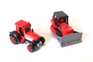 2x zwei 1979 Matchbox Caterpillar Tractor & Bulldozer 1/64 MB64 rot Diecast Auto - Bild 1 von 6