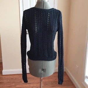 Hollister Long Sleeve Crochet Open Knit Black Cover Up Sweater Shirt Size S - Picture 1 of 16