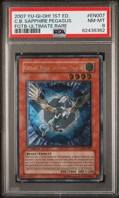 YUGIOH 1ST FOTB-EN007 CRYSTAL BEAST SAPPHIRE PEGASUS ULTIMATE RARE PSA 8 NM - Image 1 of 2