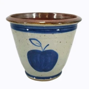 Harvey Salt Glaze Pottery Crock Bowl Apple Motif Signed Grandville Hollow PA VTG - Picture 1 of 7