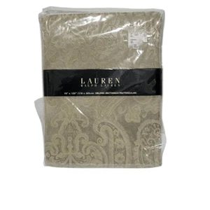 Lauren Ralph Lauren Tablecloth Gold Thoroughbred Paisley 70 120 NEW - Picture 1 of 7