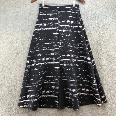 Falda Cynthia Rowley Línea A Mujer 2 Rayas Negras Abertura Midi Negocios Carrera Foto 1 de 4