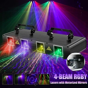 460mW RGBY 3D 4 Lens Laser Light Projector 4 Beam Scanner Stage Disco Show DMX - Picture 1 of 19