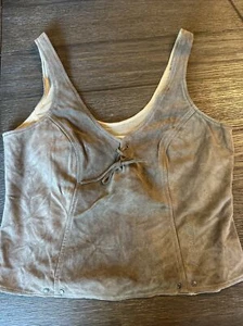 Harley Davidson Brown Suede Leather Halter Top Size 32/4 - Picture 1 of 8