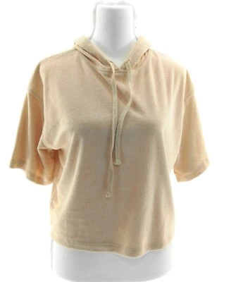 Pullover corto Ambiance beige con capucha manga corta de gran tamaño pequeño para mujer Foto 1 de 3