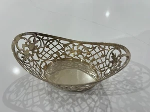 ANTIQUE GERMAN 800 SILVER PIERCED DISH - ENGRAVED - 74.1g - Picture 1 of 15