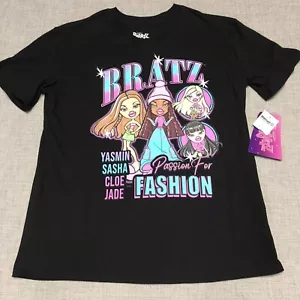 Bratz Junior Girls Large Passion for Fashion Black Shirt Yasmin Sasha Cloe Jade - Picture 1 of 5