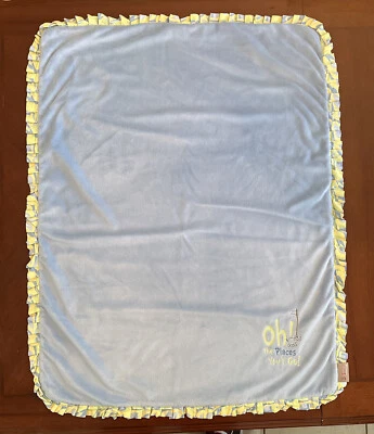 Dr. Seuss Oh! The Places You'll Go Baby Security Blanket Blue Ruffle Trend Lab - Image 1 of 4