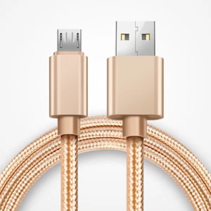 Cavo micro USB alluminio nylon intrecciato cellulare tablet 1m oro ricarica r... - Foto 1 di 4