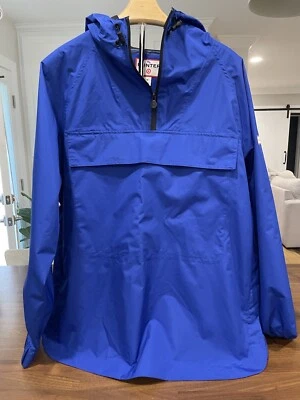 Hunter Brand Men’s M 1/4 Zip Shell Windbreaker Blue Hood Reflector Piping Rain - Image 1 of 4